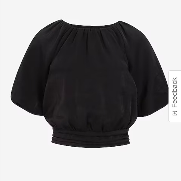 Large Express Gathered Neck Puff Sleeve Banded Bottom Top new - Picture 6 of 6